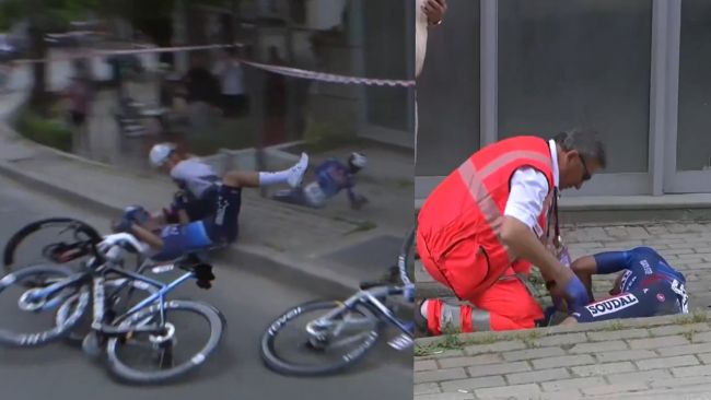 ميكيل لاندا يعاني من حادث تحطم خطير في المرحلة الأولى من جيرو دي إيطاليا