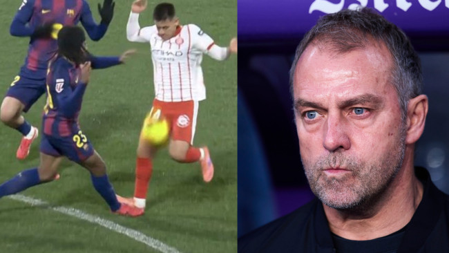 يشكو برشلونة من خطأ على كوندي قبل هدف جيرونا: "رأيتم هذا الجميع"، يقول هانسي فليك