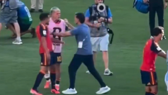 روبرتو أيالا يعتذر عن دفعه ضد داني أولمو في نهائي كأس العالم، "لم تكن ضربة كما يقول البعض"