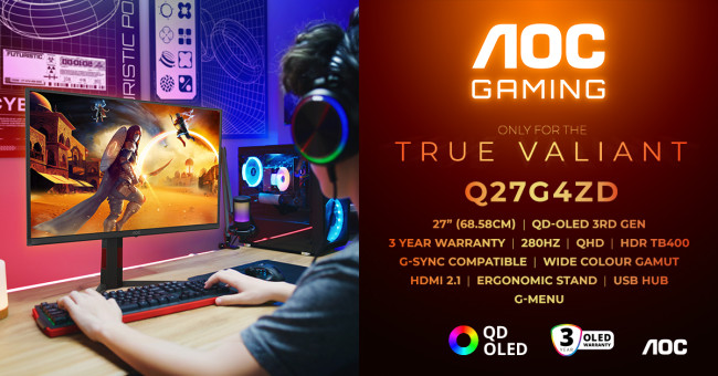 هذه هي شاشة AOC GAMING Q27G4ZD الجديدة، أحدث تقنيات QD-OLED من الجيل الثالث